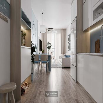 Thiết kế căn hộ 55m2, 2 ngủ + 1 vệ sinh Vinhomes Smart City 